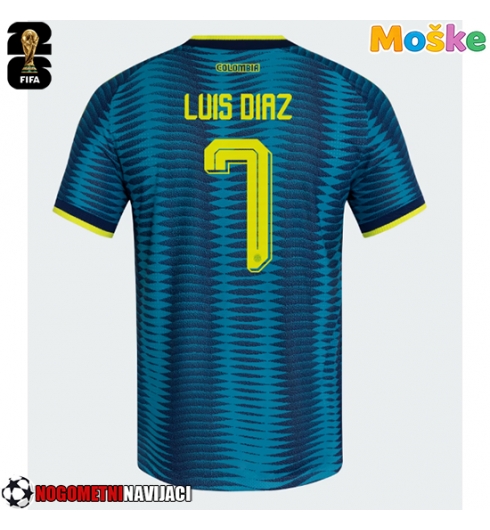 Moške Nogometnih dresov Kolumbija Luis Diaz #7 Gostujoči SP 2026 Kratki rokavi Moške Nogometnih dresov Kolumbija Luis Diaz #7 Gostujoči SP 2026 Kratki rokavi
